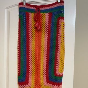 Farm Rio Rainbow Striped Crochet Skirt